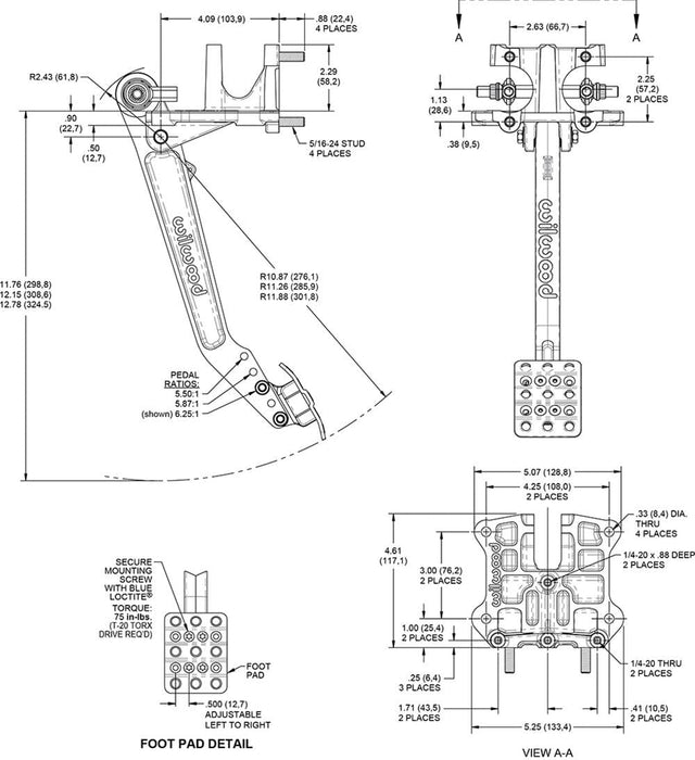 Wilwood Disc Brakes Wilwood Swing Mount Tru-Bar Pedal Assemblies 340-16388 Autofit