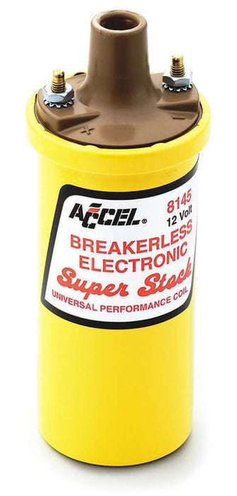 ACCEL Suit Electronic ignition, Yellow, Round canister type, 45,000 volts SuperStock Ignition Coil AC8145 Autofit