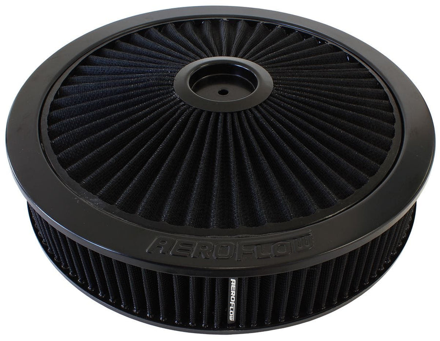 Aeroflow Performance 1-1/8" Drop Base. Washable Cotton Element. Fits 5-1/8" Neck 14" x 3" Full Flow Air Filter Assembly, Black AF2251-3040 Autofit