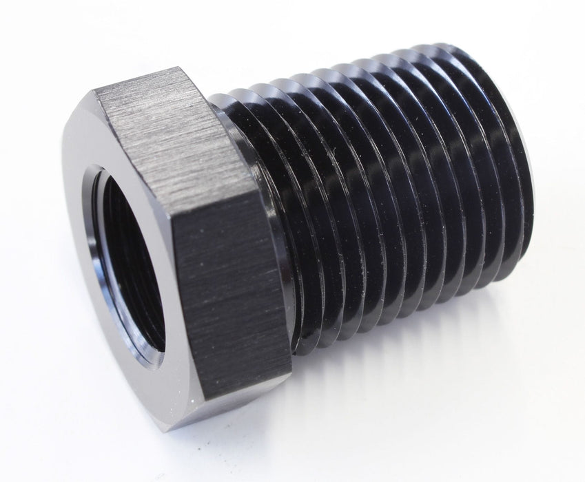 Aeroflow Performance 1/2" NPT to 5/8"-18 UNF, Black Temperature Probe Adapter AF660-08BLK Autofit