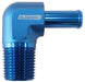 Aeroflow Performance 1/2" NPT to -8 100/450 series Hose, Blue Finish Male NPT to 90 Deg AN Hose Barb AF842-08-08AN Autofit
