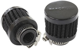 Aeroflow Performance 1-3/8" (34mm) O.D. x 1-1/8" (28.5mm) High, 9/16" (14.2mm) Flange Insi Black Clamp On Breather AF2271-2480 Autofit