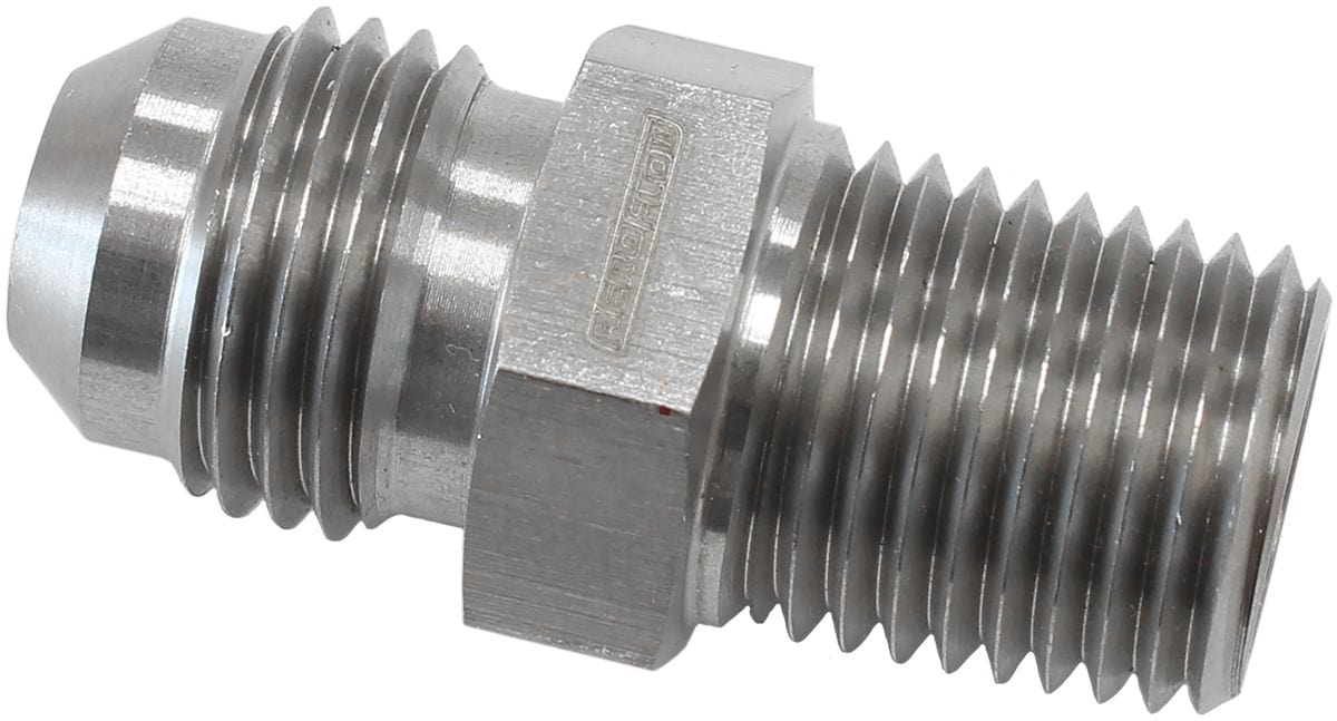 Aeroflow Performance 1/4" NPT x -6AN Turbo Oil Feed Fitting - Stainless Steel AF380-04-06 Autofit