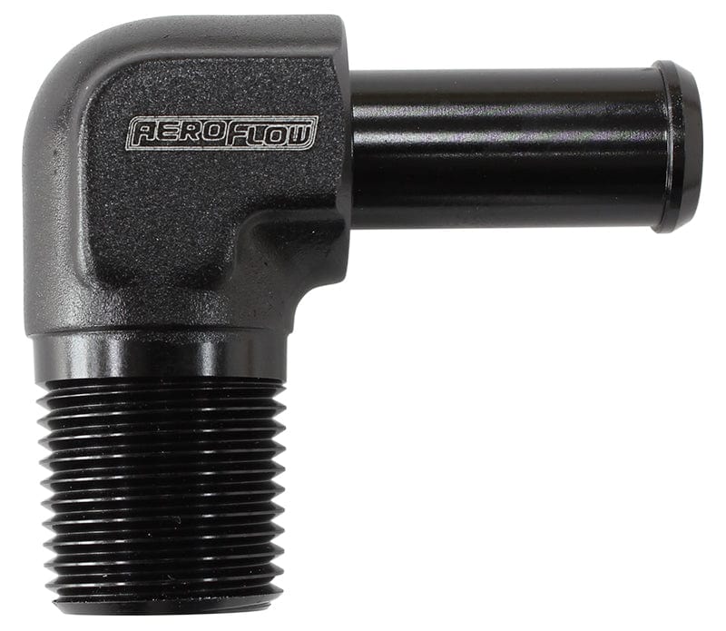 Aeroflow Performance 1/8" NPT to -4 100/450 series Hose, Black Finish Male NPT to 90 Deg AN Hose Barb AF842-04ANBLK Autofit