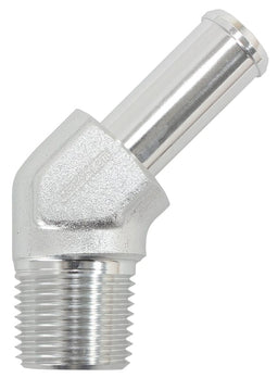 Aeroflow Performance 1/8" NPT to -4 100/450 series Hose, Silver Finish Male NPT to 45° AN Hose Barb AF845-04ANS Autofit