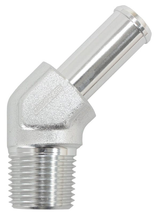 Aeroflow Performance 1/8" NPT to -4 100/450 series Hose, Silver Finish Male NPT to 45° AN Hose Barb AF845-04ANS Autofit