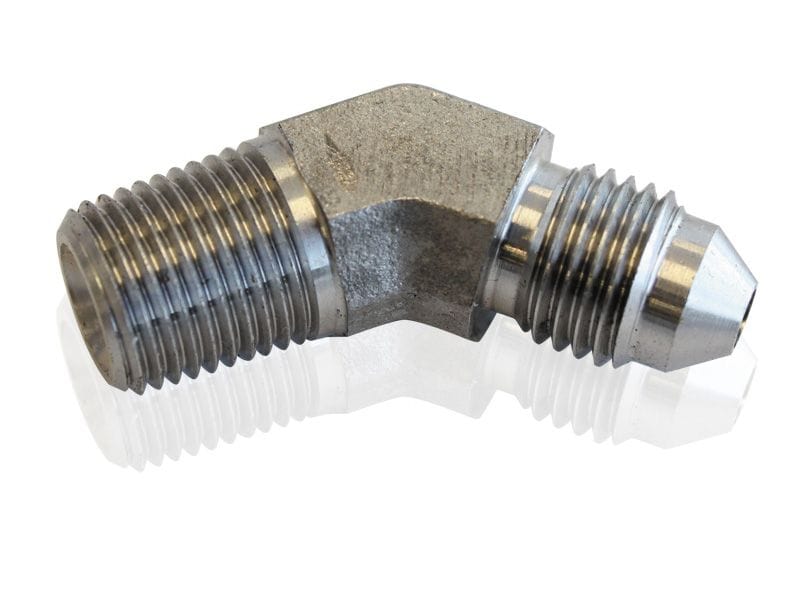 Aeroflow Performance 1/8" NPT to Male -4AN Stainless Steel 45° NPT Male to AN Fitting AF382-04 Autofit