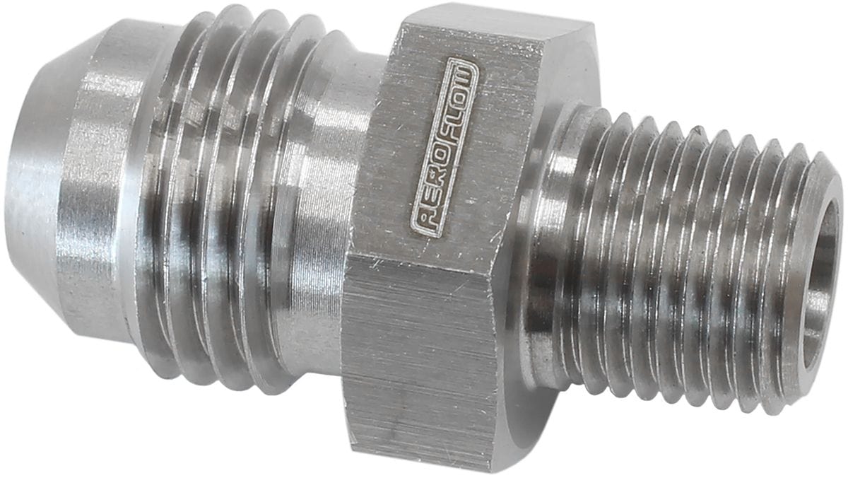 Aeroflow Performance 1/8" NPT x -6AN Turbo Oil Feed Fitting - Stainless Steel AF380-02-06 Autofit