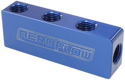 Aeroflow Performance 1 In - 6 Out, All Ports 1/8" NPT, Blue Finish Compact Distribution Block AF456-01-06 Autofit
