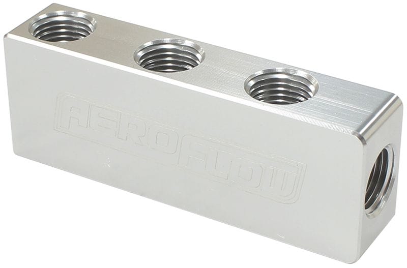 Aeroflow Performance 1 In - 6 Out, All Ports 1/8" NPT, Silver Finish Compact Distribution Block AF456-01-06S Autofit