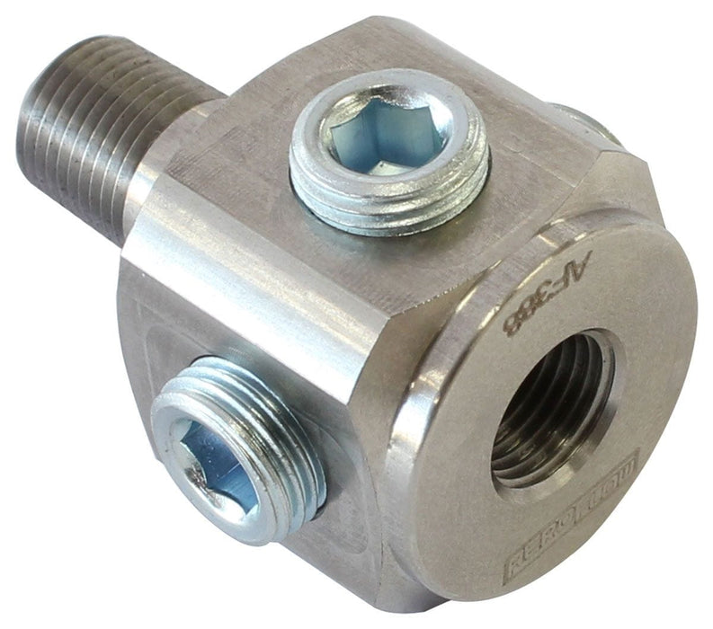 Aeroflow Performance 1 x Male 1/8" BSP with 5 x Female 1/8" NPT BSP To NPT Block Tee Stainless Steel Adapter AF388 Autofit