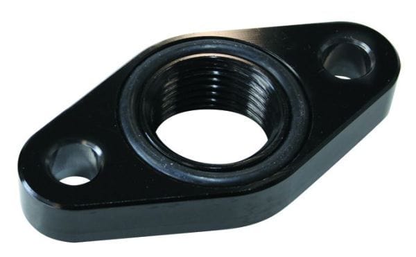 Aeroflow Performance -10AN ORB outlet, 51mm bolt centre, Black Finish Turbo Drain Adapter AF463-02 Autofit
