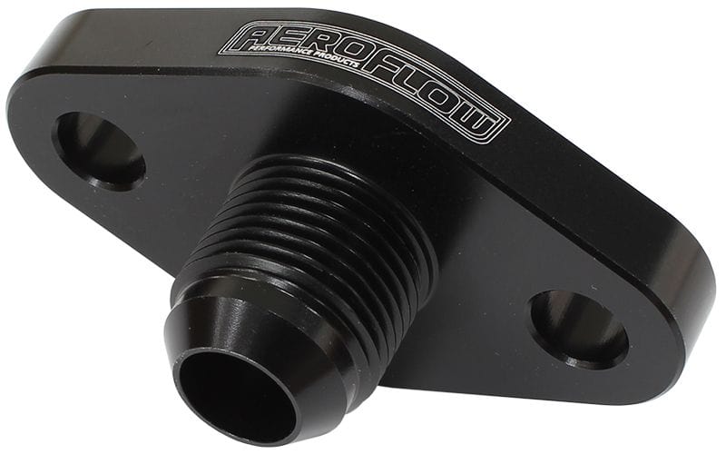 Aeroflow Performance -10AN ORB outlet, 51mm bolt centre, Black Finish Turbo Drain Adapter AF463-06 Autofit