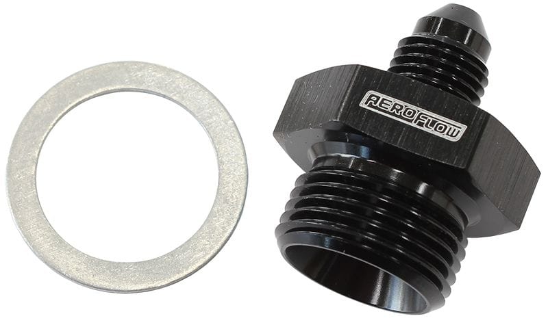 Aeroflow Performance 11/16" -20 washer seal to -3AN Wilwood Master Cylinder Adapter - Black AF740-03BLK Autofit