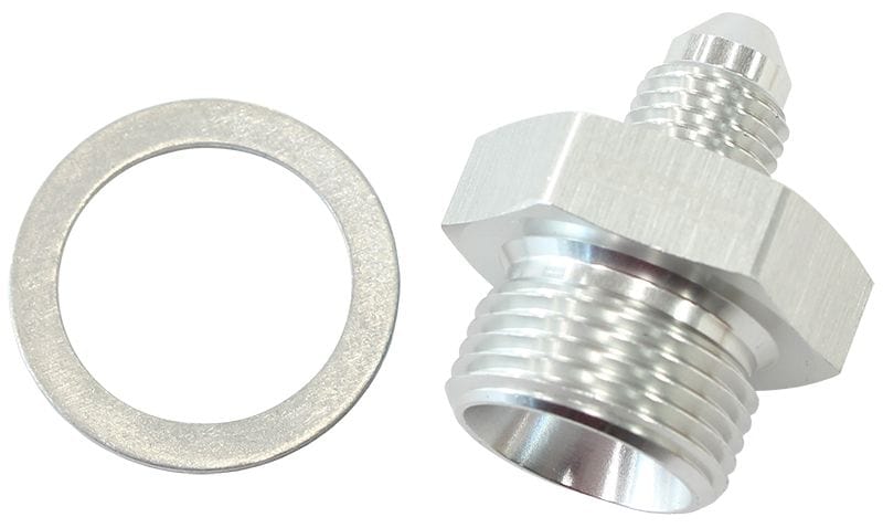 Aeroflow Performance 11/16" -20 washer seal to -3AN Wilwood Master Cylinder Adapter - Silver AF740-03S Autofit