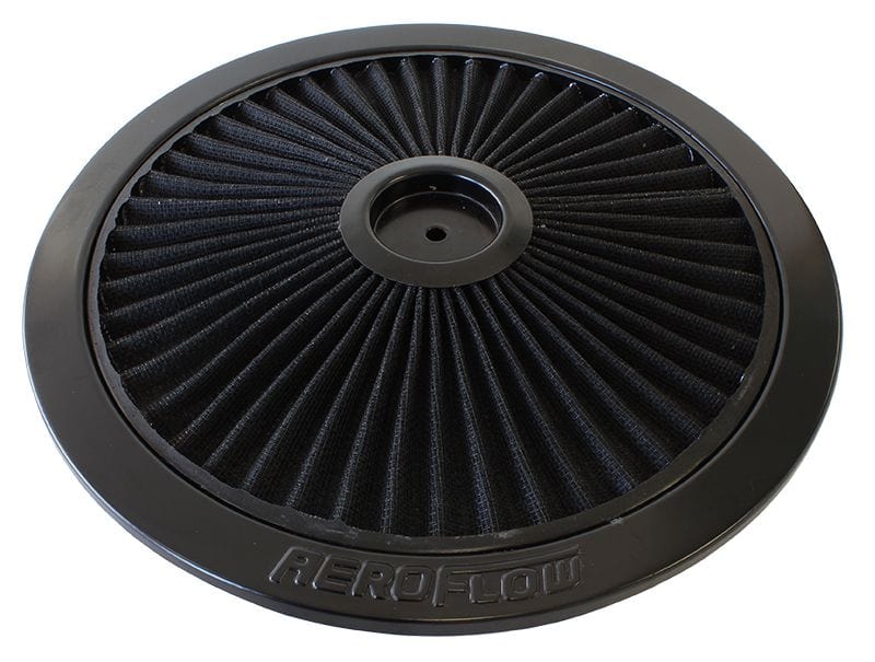 Aeroflow Performance 14" diameter, black washable cotton element Black Full Flow Air Filter Top Plate AF2251-1401 Autofit