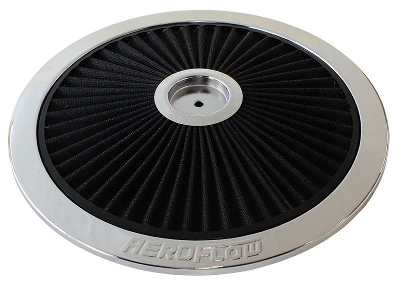 Aeroflow Performance 14" diameter, black washable cotton element Chrome Full Flow Air Filter Top Plate AF2851-1401 Autofit