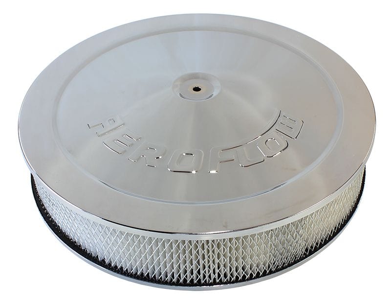Aeroflow Performance 14" x 3", 5-1/8" neck, paper element Chrome Air Filter Assembly with 1-1/8" Drop base AF2856-1280 Autofit