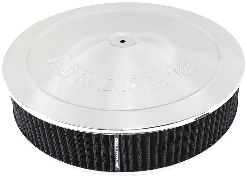 Aeroflow Performance 14" x 3", 7-5/16" neck,Flat Base with black washable cotton element Chrome Air Filter Assembly AF2851-1234 Autofit
