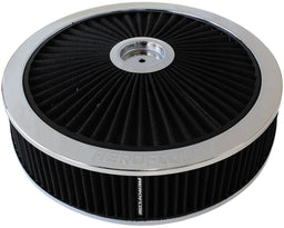 Aeroflow Performance 14" x 3", 7-5/16" neck,Flat Base with black washable cotton element Chrome Full Flow Air Filter Assembly AF2851-3079 Autofit