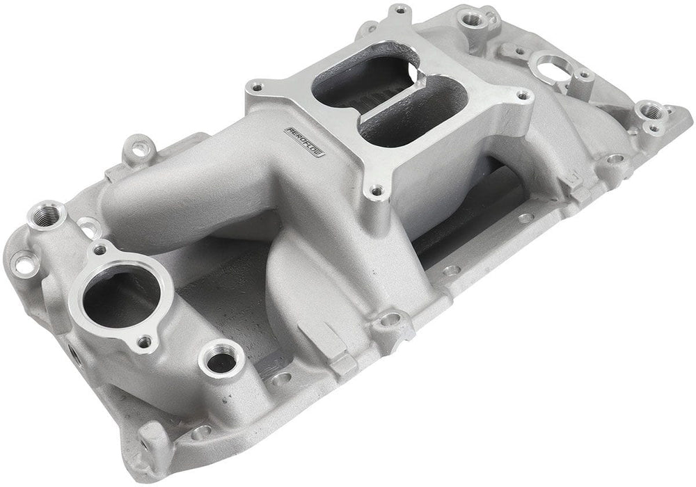 Aeroflow Performance 1500 - 6500 RPM, Square Bore Carburettor Pad, Non-EGR BB Chev Air Gap Dual Plane Intake Manifold, Natural Cast Finish AF6011-1001 Autofit