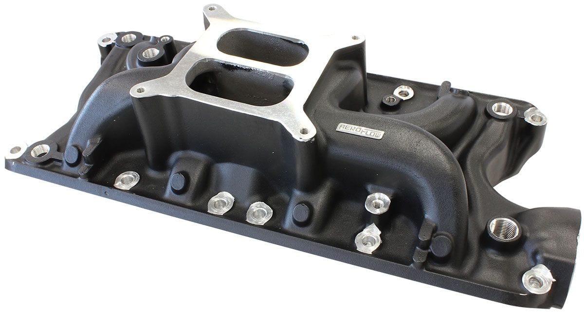 Aeroflow Performance 1500 - 6500 RPM, Square Bore Carburettor Pad, Non-EGR SB Ford 289-302 Windsor Street Dual Plane Intake Manifold, Black Finish AF6210-2 Autofit