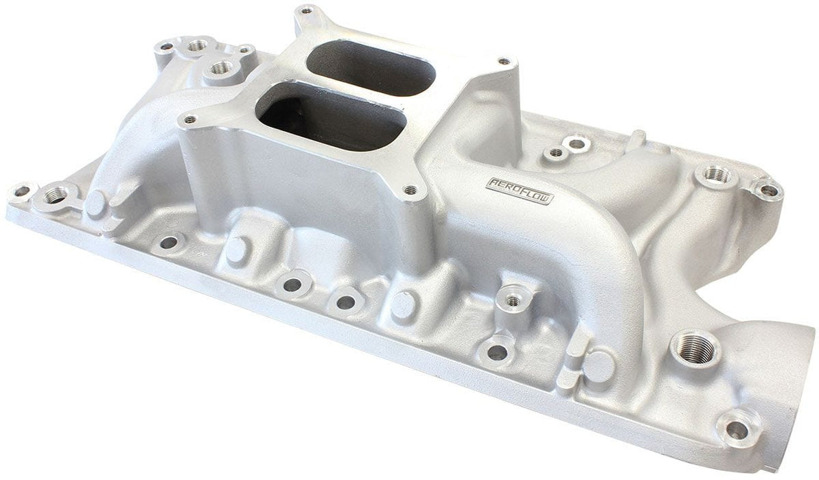 Aeroflow Performance 1500 - 6500 RPM, Square Bore Carburettor Pad, Non-EGR SB Ford 289-302 Windsor Street Dual Plane Intake Manifold, Natural Cast Finish A Autofit