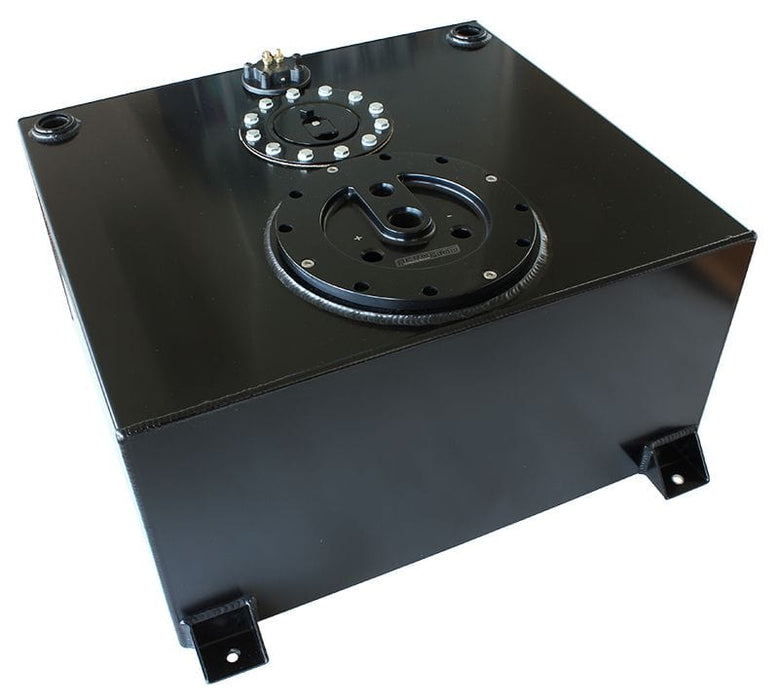 Aeroflow Performance 18-1/8" L x 20-1/16" W x 10-1/4" H (460mm L x 510mm W x 260mm H) Aluminium 15 Gallon (57L) Fuel Cell Flat Bottom Triple 40mm Pump Hanger & Fuel S Autofit