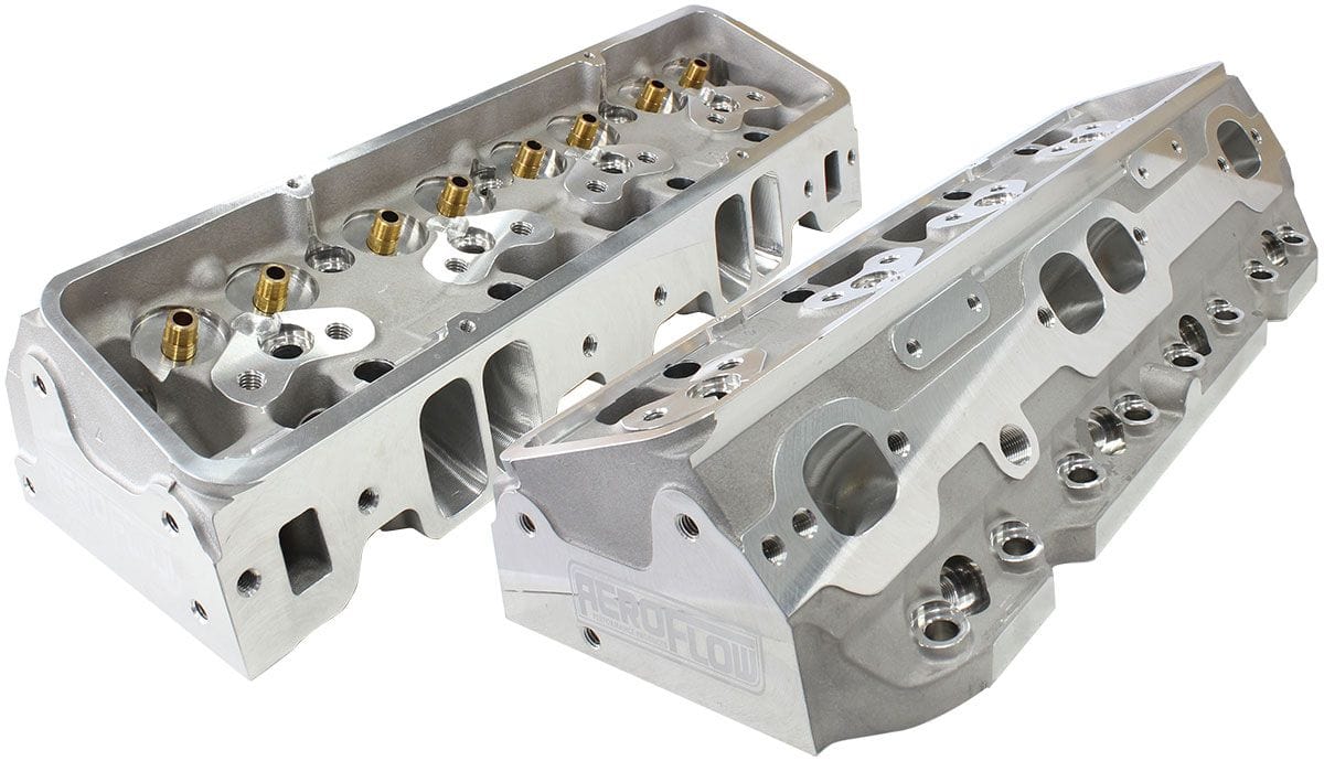 Aeroflow Performance 2.15" x 1.30" Intake Port, 1.45" x 1.50" Exhaust Port Bare Small Block Chev 327-350-400 213cc CNC Ported Aluminium Cylinder Heads with Autofit