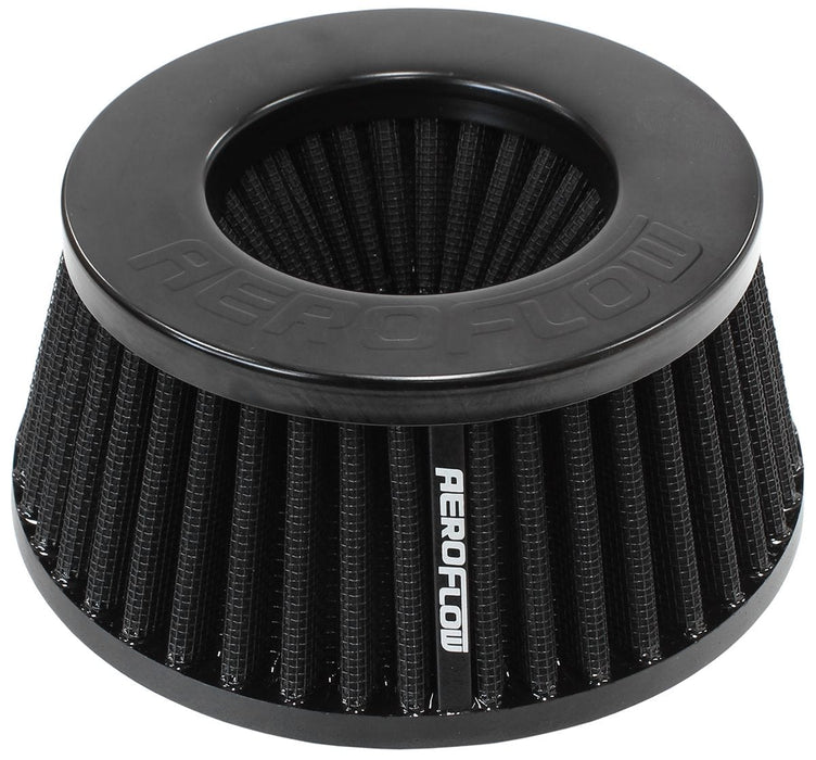 Aeroflow Performance 2-35/64" (64mm) High x 6" (153mm) Base O.D x 5-1/4" (133mm) Top O.D Universal 3" (76mm) Clamp-On Steel Top Inverted Tapered Pod Filter with Black En Autofit