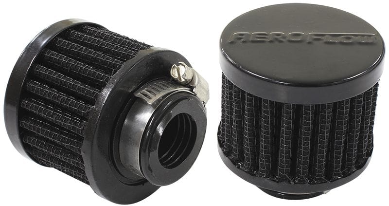 Aeroflow Performance 2" (50.8mm) O.D. x 1-1/2" (38mm) High, 3/4" (19mm) Flange Inside Diam Black Clamp On Breather AF2271-1360 Autofit