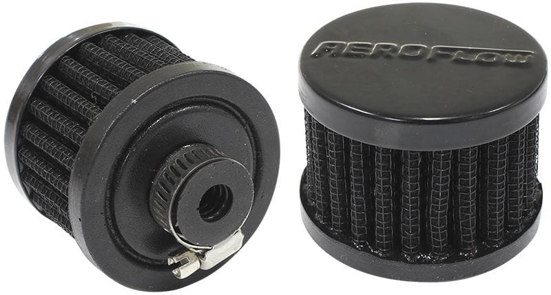Aeroflow Performance 2" (50.8mm) O.D. x 1-1/2" (38mm) High, 3/8" (10mm) Flange Inside Diam Black Clamp On Breather AF2271-1320 Autofit