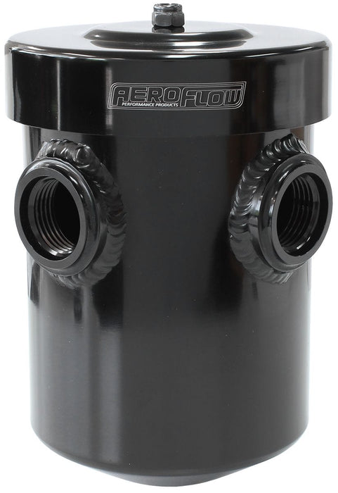 Aeroflow Performance 2 x -12 and 1 x -6 ORB Ports. 4.5" (115mm) Width x 6.5" (165mm) Height Dry Sump / Breather Tank - Black AF77-1019BLK Autofit