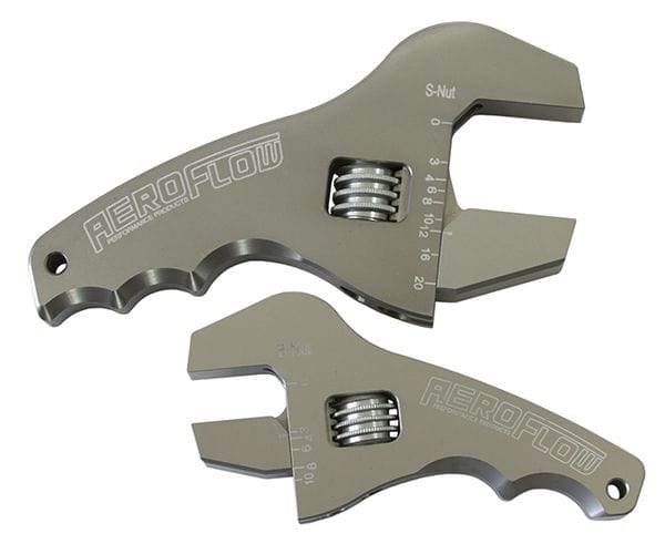 Aeroflow Performance 3-1/2" & 4-1/2" handle, Silver finish Adjustable Grip AN Wrench Kit AF98-2039S Autofit