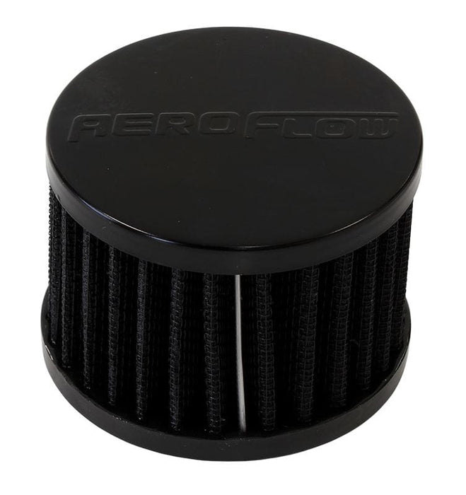 Aeroflow Performance 3" (76.2mm) O.D. x 2-1/2" (63.5mm) High, 1-1/4" (31.75mm) Flange Insi Black Push In Breather AF2271-1490 Autofit