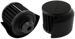 Aeroflow Performance 3" (76.2mm) O.D. x 2-1/2" (63.5mm) High, 1-1/4" (31.7mm)Flange Inside Black Push In Breather With Black Shield AF2271-1516 Autofit