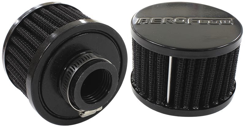 Aeroflow Performance 3" (76.2mm) O.D. x 2-1/4" (57mm) High, 1" (25.4mm) Flange Inside Diam Black Clamp On Breather AF2271-1420 Autofit