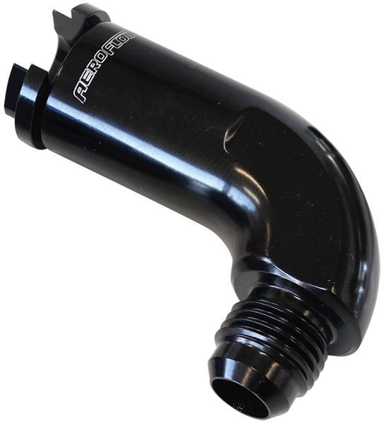 Aeroflow Performance 3/8" hose pressure side to -8AN, Black 90° Push-On EFI Fuel Fitting AF803-03BLK Autofit