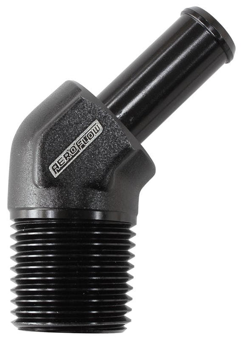 Aeroflow Performance 3/8" NPT to -6 100/450 series Hose, Black Finish Male NPT to 45° AN Hose Barb AF845-06-06ANBLK Autofit