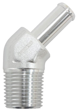 Aeroflow Performance 3/8" NPT to -6 100/450 series Hose, Silver Finish Male NPT to 45° AN Hose Barb AF845-06-06ANS Autofit