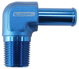 Aeroflow Performance 3/8" NPT to -8 100/450 series Hose, Blue Finish Male NPT to 90 Deg AN Hose Barb AF842-08AN Autofit