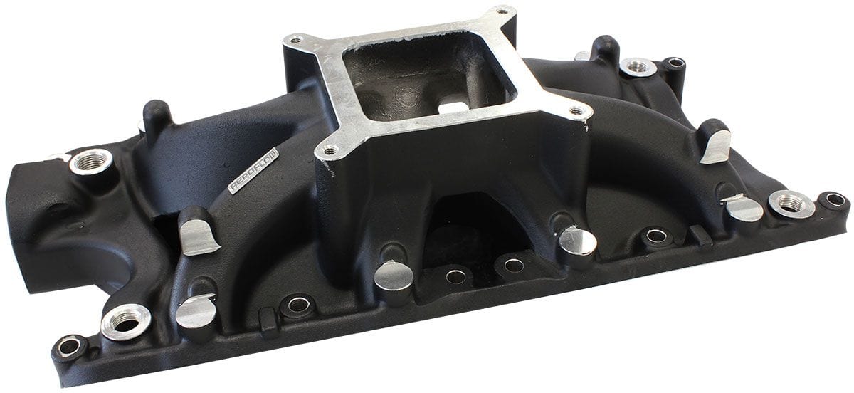 Aeroflow Performance 3000 - 8000 RPM, Square Bore Carburettor Pad, Non-EGR Ford 289-302W Hi-Rise Single Plane Intake Manifold, Black Finish AF6200-2002 Autofit