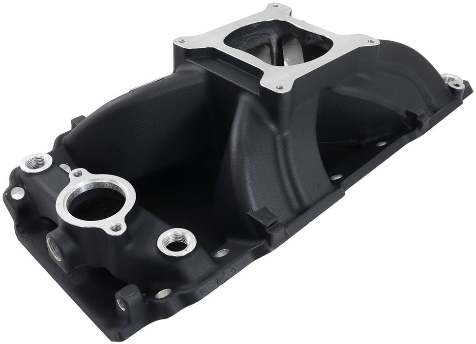 Aeroflow Performance 3500 - 7500 RPM, Square Bore Carburettor Pad, Non-EGR BB Chev Hi-Rise Single Plane Intake Manifold, Black Finish AF6210-1002 Autofit