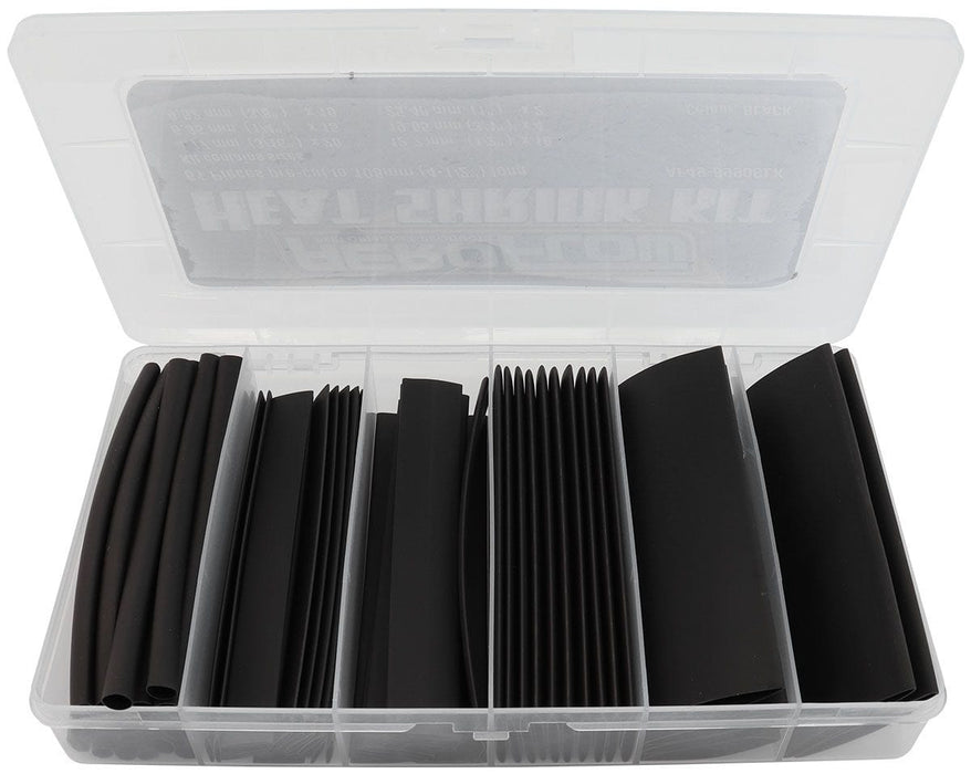 Aeroflow Performance 4-1/4 Inch Long, 2:1 Shrink Ratio Black Heat Shrink 61 Piece Kit AF49-8990BLK Autofit