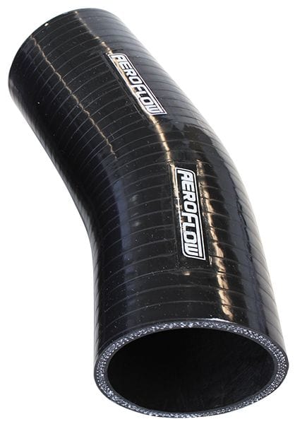 Aeroflow Performance 4-Ply, 13/64" (5.3mm) Wall Thickness, 4-59/64" (125mm) Leg Gloss Black 23° Silicone Elbow Hose 2-1/2" (63mm) I.D AF9207-250 Autofit