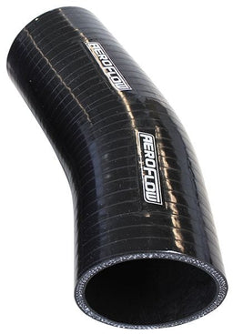 Aeroflow Performance 4-Ply, 13/64" (5.3mm) Wall Thickness, 4-59/64" (125mm) Leg Gloss Black 23° Silicone Elbow Hose 2-1/4" (57mm) I.D AF9207-225 Autofit