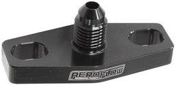 Aeroflow Performance -4AN, 38-44mm Hole Centres. Black Finish. Turbo Oil Feed Adapter AF463-08 Autofit