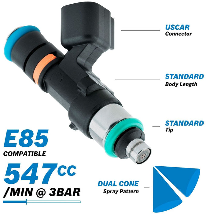 Aeroflow Performance 547 cc/min (50 lb/hr) @ 3 bar (43.5 psi) Bosch Motorsport 547cc EV14 Medium USCAR Fuel Injector AF49-1902 Autofit