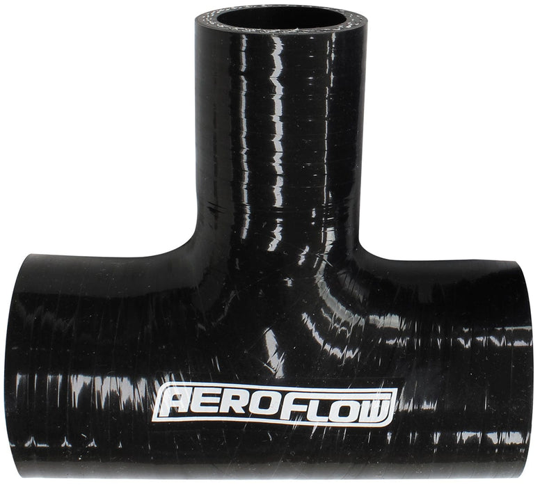 Aeroflow Performance 5mm Wall Thickness, 100mm Run Length, 51mm Side Leg Gloss Black Silicone Tee Hose 2-1/2" (63mm) Run I.D to 1" (25mm) Side I.D AF9244 Autofit