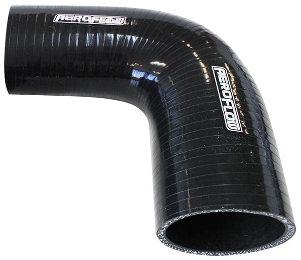 Aeroflow Performance 5mm Wall Thickness, 127mm Leg Gloss Black 90° Silicone Reducer / Expander Hose 2-1/2" (63mm) to 2" (51mm) I.D Autofit
